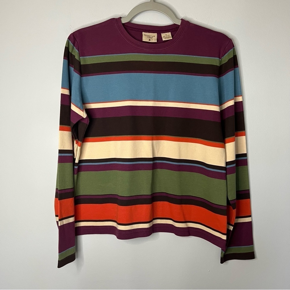 Women’s Mountain Lake purple striped long sleeve blouse size medium M